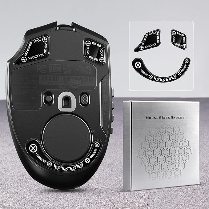 immoenuc Glass Mouse Skates for Razer Naga V2 Pro Wireless Gaming Mouse Feet Pads Smooth Durable Game Mice Accessories Slimmer Toughened Glass Fabrication (Printing Pattern)