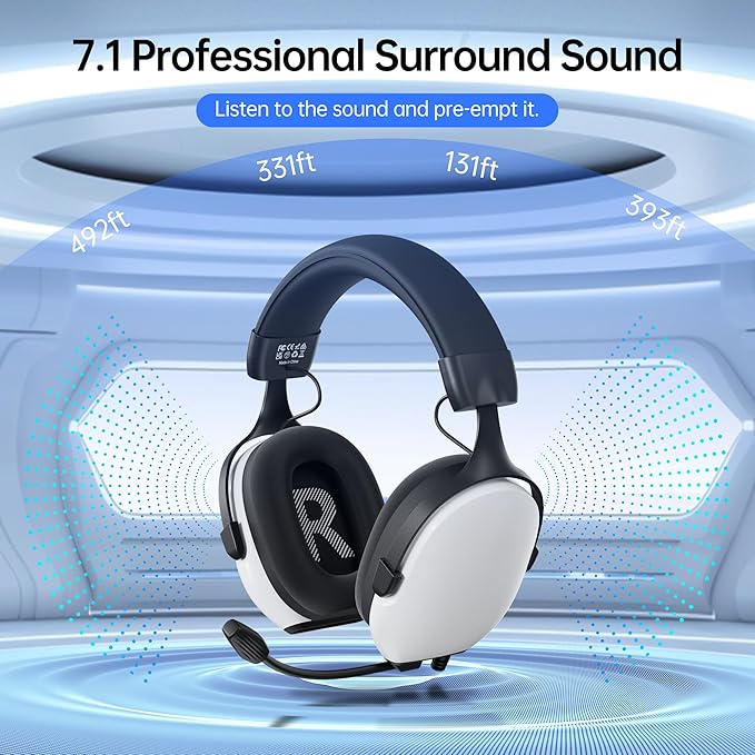 Gaming Headsets with Mic for Xbox,PS4,PS5,Switch,PC,7.1 Surround Sound Gmaing Headphones with Noise Cancelling Microphone,50MM Dynamic Drivers, 3.5MM Audio Jack-White