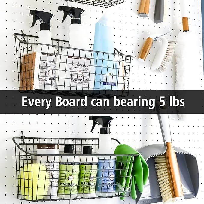 6Pcs Peg Board, Peg Board Wall Organizer Panels, White Pegboard Wall Mount, ABS Pegboard for Craft Room Garage Kitchen Workshop, ABS Peg Boards Easy Installation (White)