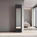 Wenge Storage Cabinet with Mirror Full-length mirror on the door enables quick outfit checks and adds functionality for daily grooming right beside stored clothing and accessories Smooth-opening doo