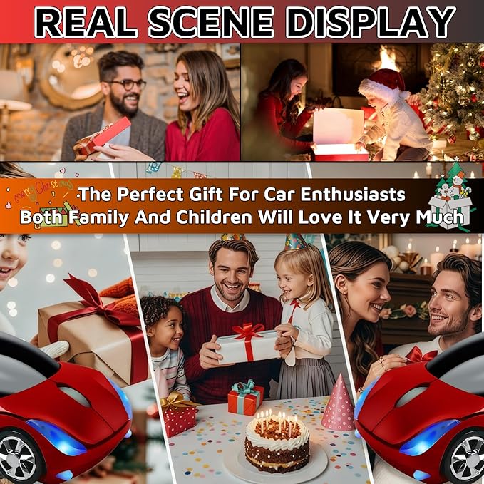 HuGuWdy Cute Mouse Wireless Red，2.4G with USB Reciver 1600DPI Car Mouse for Computer Wireless USB for Laptop Computer Tablet for Windows for Mac OS for Her for Christmas（Red）