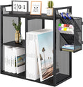 PAG Desktop Shelf Freestanding Bookshelf with Pencil Holder, Office Supplies Organizers and Accessories Storage Display Rack, Black