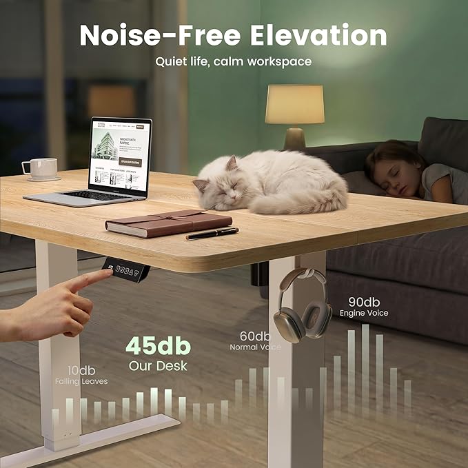 CubiCubi 48 x 24 Standing Desk, Height Adjustable Electric Computer Desk, Sit Stand up Home Office Workstations, Maple