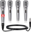 Pyle Professional Dynamic Microphone - 4-Pack Unidirectional Handheld Mic with Built-in Pop Filter, High Signal Output, 6.5 ft. XLR Audio Cable, Ideal for Stage, Karaoke & Studio Performances