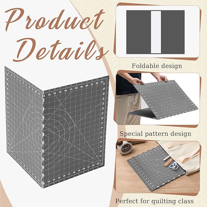 Teenyyou 18" X 24" Self Healing Folding Cutting Mat with Grid for Quilting, Sewing, Craft Hobby Board Sewing Cutting Mat for Quilting, Leather, Fabric, Crafting, Scrapbooking, Art, Clay