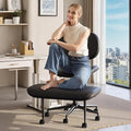Pinmoco Upgraded Cross Legged Office Chair with Wheels, ADHD Chair for Adults, Wider Height Adjustable Backrest and Seat, Meditation Chair, Ergonomic & Yoga Office Chair, PU Leather, Black