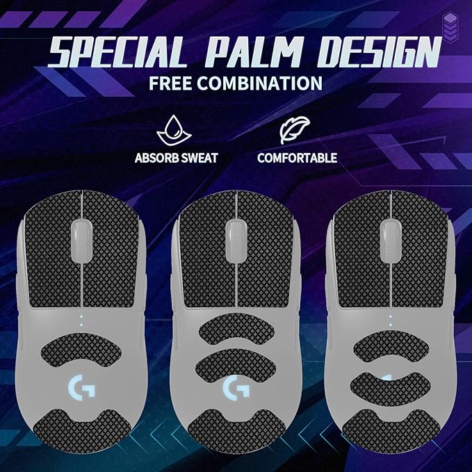TALONGAMES Mouse Anti Slip Grip Tape Compatible with Logitech G PRO Wireless Gaming Mouse, Palm Sweat Absorption, Thin 0.5mm, Cut to Fit, Easy to Apply, Mouse Skin (Black)