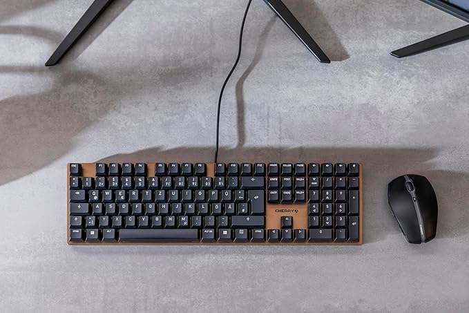 Cherry KC 200 MX, Wired Mechanical Office Keyboard, Modern Design with Elegant Aluminum Surface, USB-A Connection, MX2A Brown Switches, Black/Bronze
