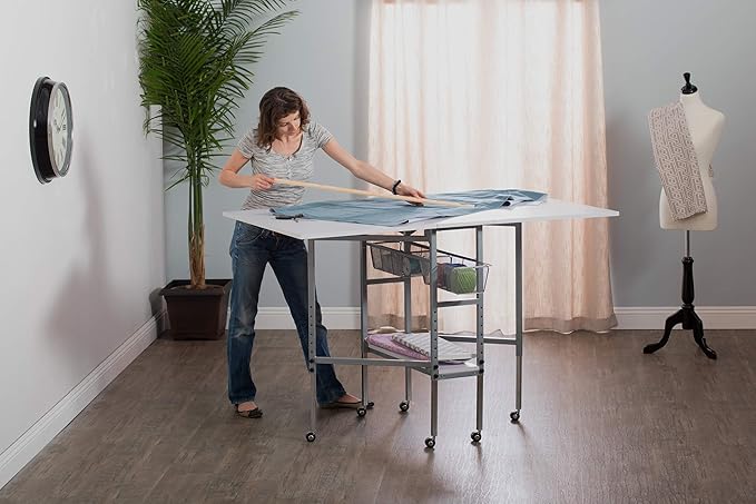 Sew Ready Hobby and Cutting Table, Arts and Crafts Table with 2 Mesh Storage Drawers