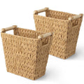GRANNY SAYS Waterproof Wicker Desk Wastebasket with Handles – Natural (2-Pack)