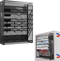 7-Tier Magnetic File Holder, No Drilling Wall File Organizer, Hanging File Organizer, Vertical Holder Rack for File Cabinets, Whiteboard, Refrigerator