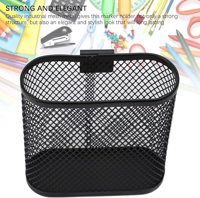 Wall Mounted Metal Mesh Pencil Holder, Black Office Desk Organizer, Storage Cup for Pegboard, Home, School, Kitchen