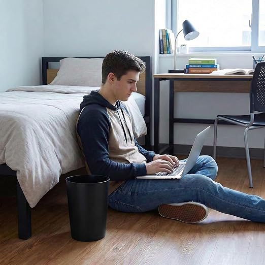 Mini Waste Basket - Durable Small Plastic Garbage Trash Can Bin - Lidless Open-Top, Slim Profile for Compact Spaces - Suitable for Home, Bathroom, Office, Bedroom, Kitchen and More, Black