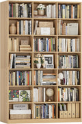 HOSTACK 86" H Triple Wide Bookshelf and Bookcase, 7 Tier Tall Bookshelf with Storage, Large Bookcase with 21 Open Display Storage Shelves, Book Shelf Media CD DVD Storage for Living Room, Light Wood