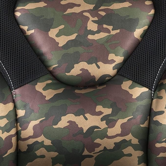 Flash Furniture Optis Black Gaming Desk and Camouflage/Black Racing Chair Set with Cup Holder, Headphone Hook & 2 Wire Management Holes