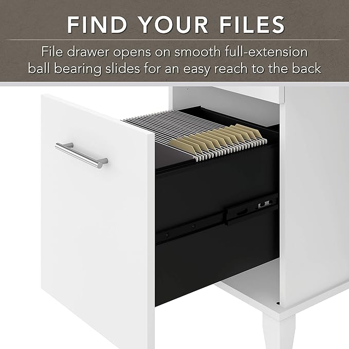 Bush Furniture Somerset 72W Office Desk with Hutch and 5 Shelf Bookcase in White