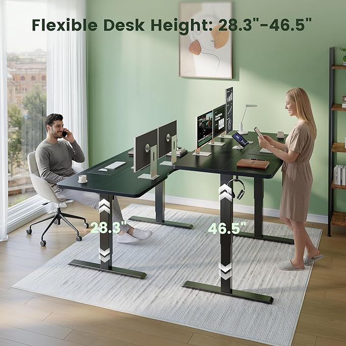 CubiCubi Electric Standing Desk Height Adjustable, 47.2 x 23.6 Inches Home Office Computer Desk, Sit to Stand Up with Memory Presets, Black