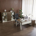 Okeysen 2-Piece L-Shaped Executive Desk Office Set with Chair and Cabinet