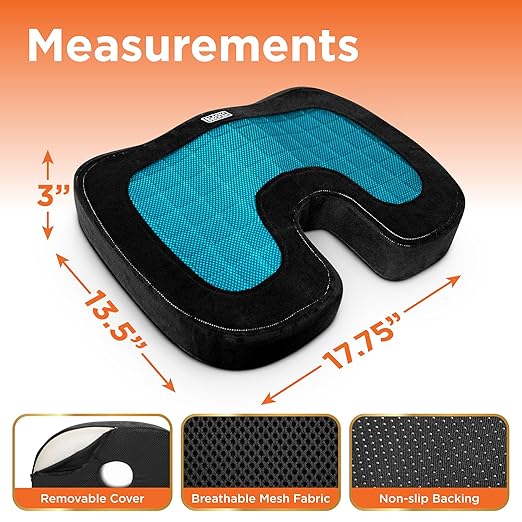 BLACK+DECKER 2-Pack Cooling Gel Memory Foam Seat & Lumbar Cushion Set – Ergonomic Tailbone & Lower Back Support for Office Chairs, Gaming Chairs, Cars & Travel – Washable Covers, Non-Slip, Ventilated