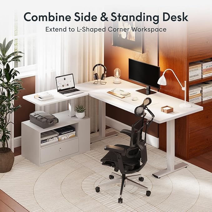 FLEXISPOT H7 CAB Computer Workstation Storage Cabinet, Modular Under Desk File Pedestal, Mobile Office Drawer Cabinet for Standing Desk Setup, Home Office Organization System(White)