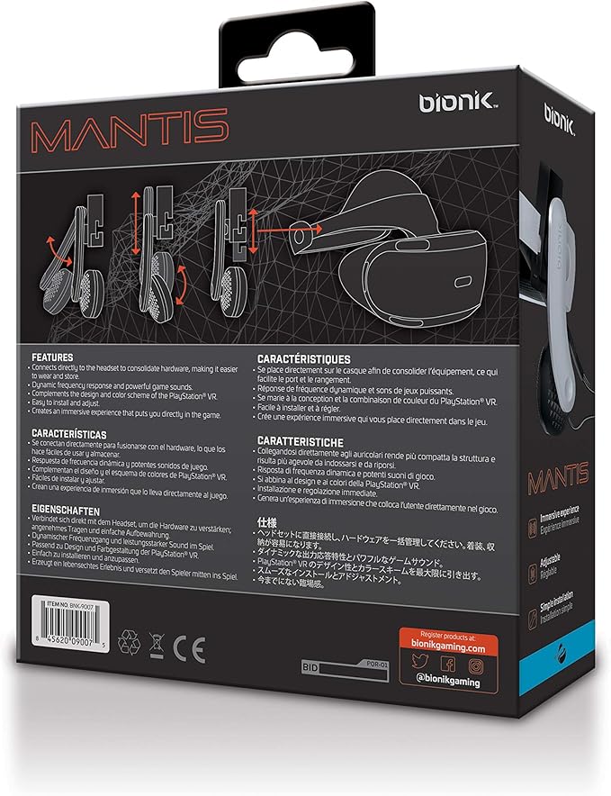 Bionik Mantis Attachable VR Headphones: Compatible with PlayStation VR, Adjustable Design, Connects Directly to PSVR, Hi-Fi Sound, Sleek Design, Easy Installation