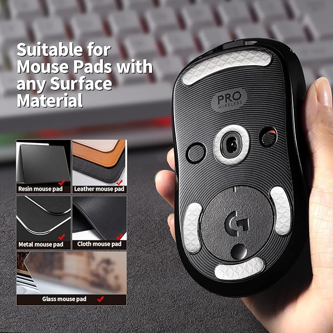 Smooth Sliding Mouse Skates for Logitech G Pro Wireless Gaming Mouse Feet Replacement(PTFE,White) Rounded Edges Durable and Ultra-Smooth Mouse Glider for G Pro Wireless