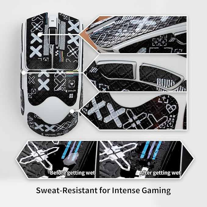 2-in-1 Mouse Grip Tape Anti Slip Skin for Viper V3 Pro Gaming Mice Pre-Cut Gaming Mouse, Pre-Cut, Self-Adhesive, Sweat-Resistant Professional Competitive Upgrade Kit (White Set+Black Set)