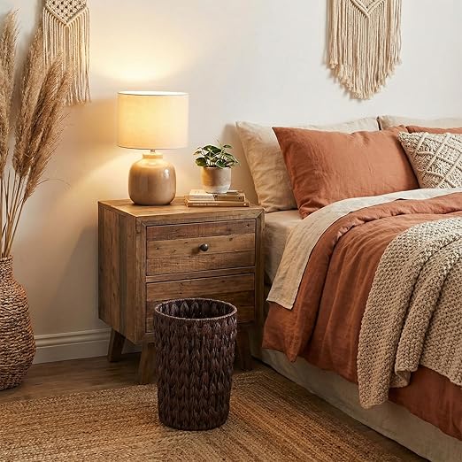 Coeusy Small Wicker Trash Can Brown,2 Gallon Garbage Can for Bathroom, Bedroom, Office, Decorative Waste Basket