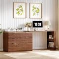 Ieejdn L Shaped Standing Desk,47" Home Office Desks, Executive, Farmhouse Computer Desk with 6 Drawers File Drawer, Rustic Computer Writing, Walnut