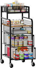 SWTYMIKI Office Rolling Cart with 3 Drawers - Metal Utility Cart with Wood Shelf, DIY Divider and Locking Wheels, Craft & Art Cart Organizer for Under Desk Storage for Home Office Studio, Espresso