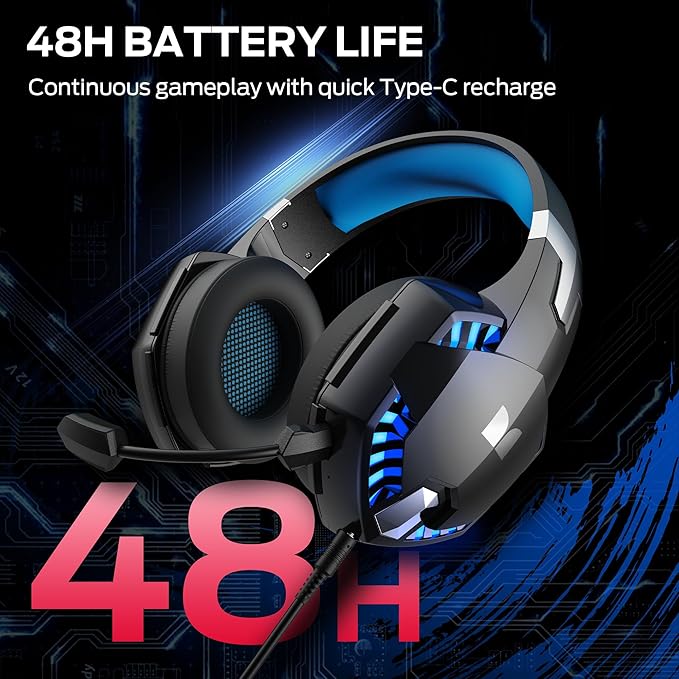 Monster Mission 300 Wireless Gaming Headset, 2.4GHz/Bluetooth Headphones,Low Latency, Stereo, Audio Location Recognition, 48H Battery Life, Suitable for PS5, PC, PS4 and Other Gaming Devices