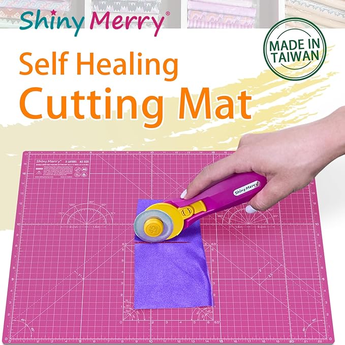 Self Healing Cutting Mat A3 12"x18" – Double Sided 5-Ply Craft Mat for Sewing, Quilting, Fabric, Scrapbooking – Pink/Purple