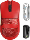 ATTACK SHARK X11 Ultra Carbon Fiber Wireless Esports Gaming Mouse,8k Polling,PAW3950MAX Sensor,63g Ultra-Ligh Ergonomic Gaming Mice,2.4Ghz/BT/Wired,with RGB Coiled Cable -Metallic Red&Griptape