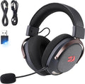 Redragon H858 3-Mode Wireless Gaming Headset, 7.1 Surround Sound, 53 mm Drivers, Memory Foam Ear Pads, Detachable Noise-canceling Microphone, Over-Ear Headphones Works for Phone, PC/PS5/NS, Black