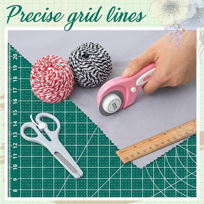 Teenyyou 24" x 36" Self Healing Folding Cutting Mat with Grid for Quilting, Sewing, Craft Hobby Board Sewing Cutting Mat for Quilting, Leather, Fabric, Crafting, Scrapbooking, Art, Clay, Green