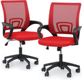 Magshion Office Chair Pack of 2, Ergonomic Mid-Back Mesh Desk Chair, Rolling Computer Chair with Lumbar Support & Comfy Armrests for for Gaming, Work, Study, 300 Lbs Capacity, Red