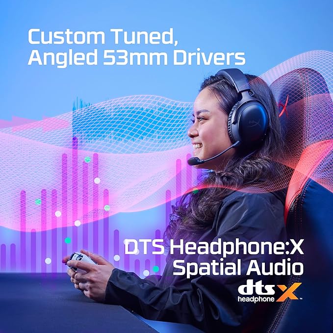 HyperX Cloud III Wireless Gaming Headsets with Microphone Noise Cancellation DTS Headphone:X 120-Hour Battery for PC, PS5, PS4, Nintendo Switch Playstation Headset, 77Z46AA Black/Red (Renewed)