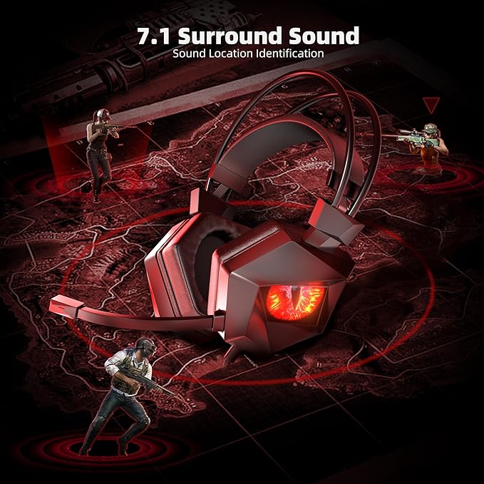 E-Gaming Level Headphone and Headset for PS5, PC and Laptop, 7.1 Surround Sound, Dual EQ & Noise Cancel, Lightweight, Low Latency, Over Ear Headphone (USB Type-A)