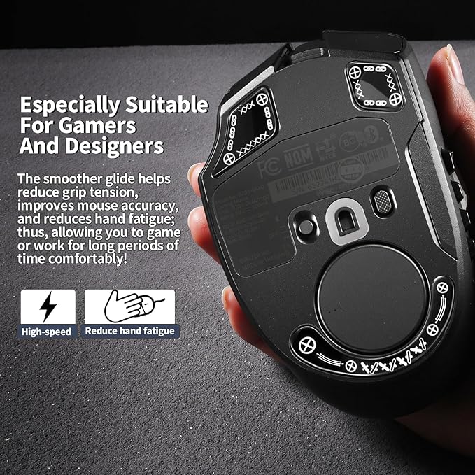 immoenuc Glass Mouse Skates for Razer Naga V2 Pro Wireless Gaming Mouse Feet Pads Smooth Durable Game Mice Accessories Slimmer Toughened Glass Fabrication (Printing Pattern)