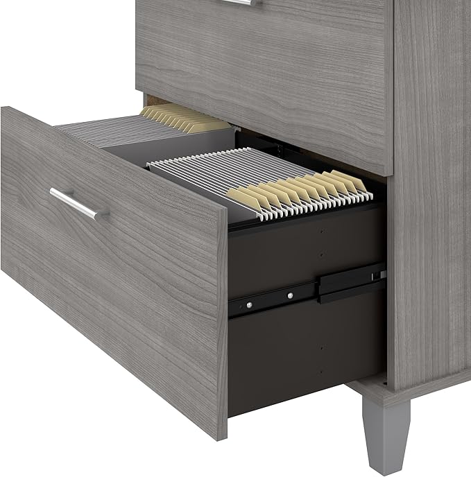 Bush Furniture Somerset 72W L Shaped Desk with Hutch, Lateral File Cabinet and Bookcase in Platinum Gray | Computer Table for Home Office