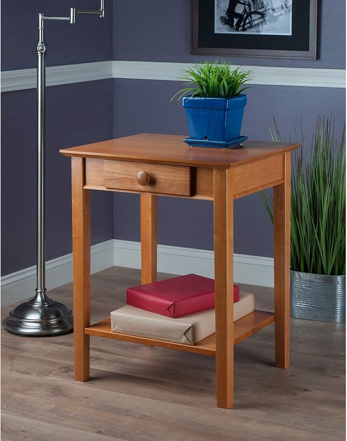 Pemberly Row 5-Piece Solid Wood Home Office Set, Honey Brown Finish, Includes Writing Desk, Computer Desk, Corner Table, Printer Table, File Cabinet, Modular Design with Beige Fabric Storage Baskets