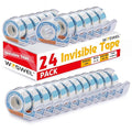 WOSWEL Tape Refills with Dispenser, 24 Roll Invisible Tapes, 3/4 Inch X 600 in, Gift Wrapping Tapes Supplier for Valentine's Day Home School Office Use