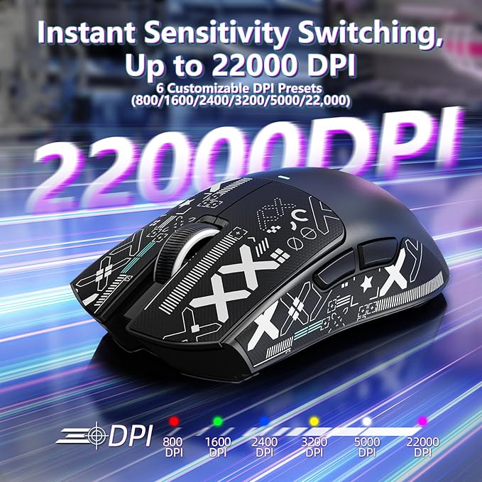 MAMBASNAKE Attack Shark X11SE Lightweight Wireless Gaming Mouse, Tri-Mode 2.4G/USB-C Wired/BT, 22K DPI, PAW3311 Optical Sensor, 59g, 5 Programmable Buttons, 300mAh Battery for PC/Mac(Black-Griptape)