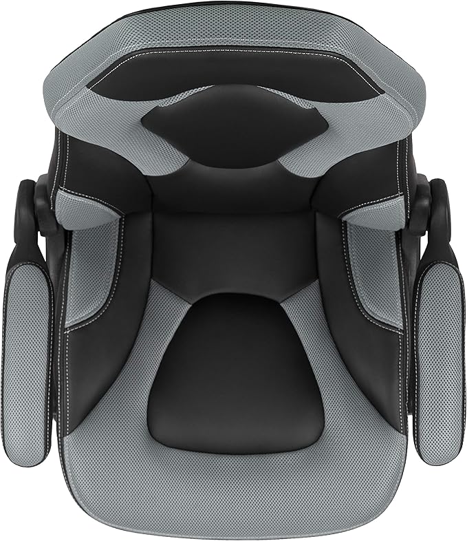 Flash Furniture X10 High-Back LeatherSoft Racing Style Gaming Chair with Flip-Up Arms, Ergonomic Padded Swivel Computer Chair, Gray/Black