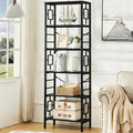HOMISSUE Tall Bookshelf, Industrial Bookshelf with Metal Frame and Open Shelves, 6 Tier Metal Bookshelves and Bookcases, Rustic Bookcase, Tall Book Shelf for Office, Living Room and Bedroom, Black