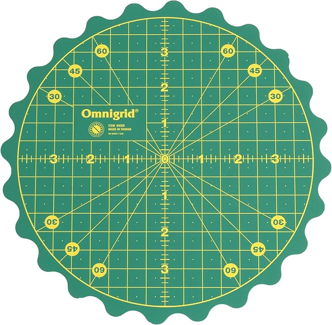 Omnigrid 360 Rotating Self-Healing Cutting Mat, 8 Inch Precision Fabric Cutting Mat with Durable Surface for Quilting, Sewing & Crafts