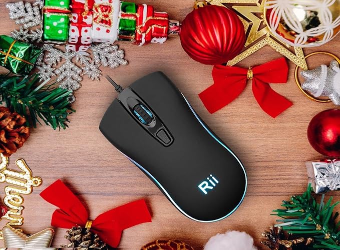 Rii Wired Mouse, Computer Mouse with Blue Backlit,Comfortable Grip Ergonomic Optical,USB Wired Mice Support Windows PC, Laptop,Desktop,Notebook,Chromebook (2PACK)