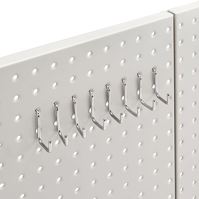 Amazon Basics Rectangular Metal Pegboard Wall Organizer, Tool Storage Organization System, Rust and Scratch Resistant, 48-Piece Kit, Gray