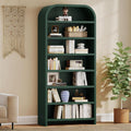LEVNARY 70" Tall Arched Bookcase, 7-Tier Freestanding Storage Cabinet with Adjustable Shelves, Thick MDF Bookshelf for Bathroom Living Room Bedroom (Green)