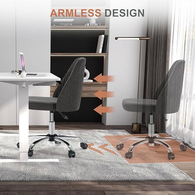 DUMOS Armless Wide Seat Rolling Desk Chair – Graphite